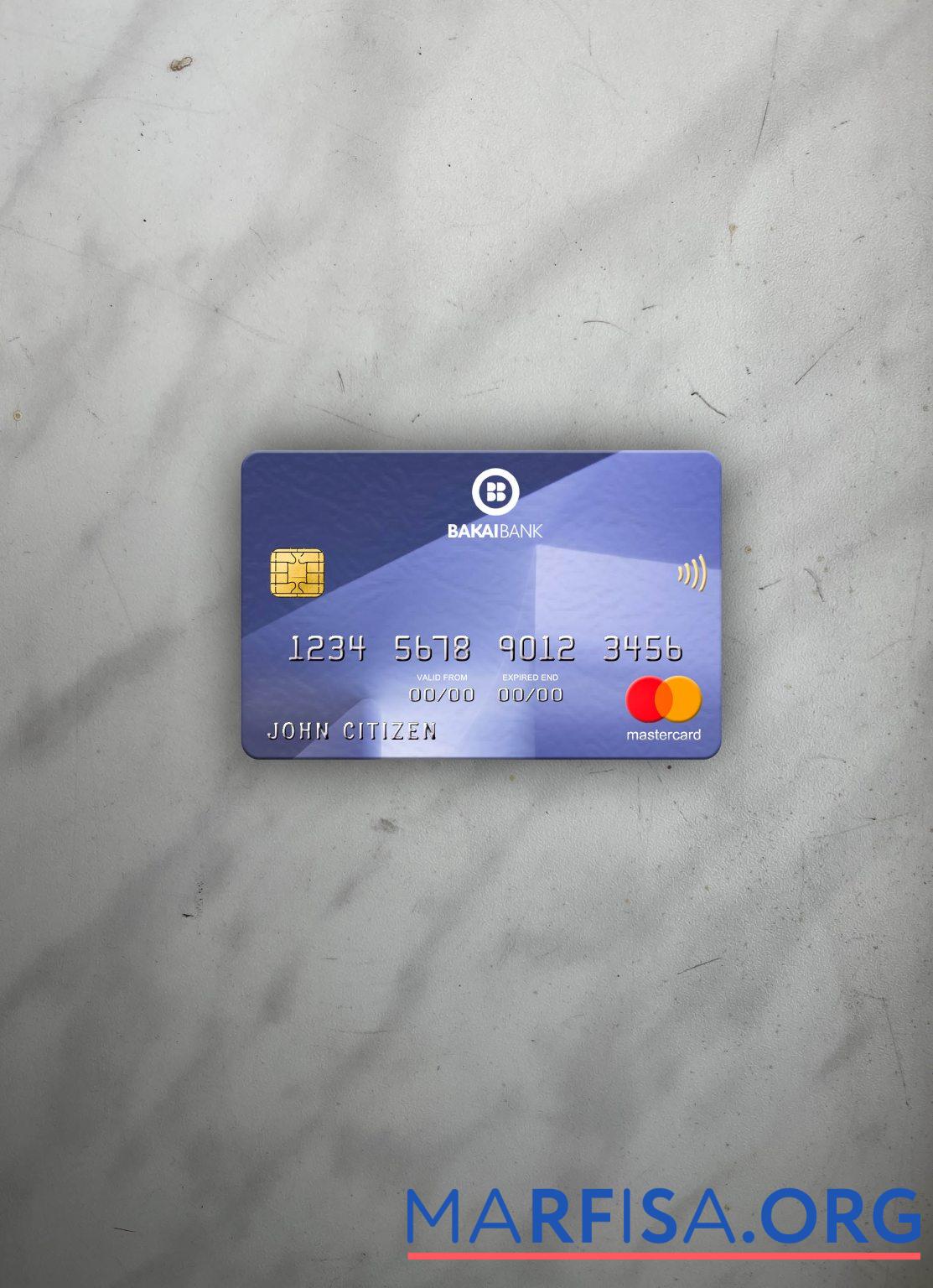 Printable Kyrgyzstan OJSC Bakai Bank mastercard photolook front download for verification